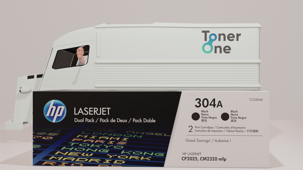 Genuine HP 304A Standard and DualPack Laserjet Toner Cartridges - CC530A - CC530AD - Black