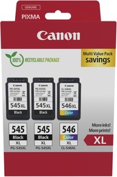 [PG-545XL Black x2/CL-546 Color x1|INK] Canon Black & Tri-Colour Multipack PG-545XL & CL-546XL Ink Cartridges - New (copy)